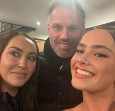 Nicola Hart with her husband Jamie Carragher and daughter Mia Carragher.